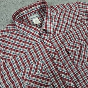Wrangler Wrancher Western Shirt Mens 3XL Red Plaid Pearl Snap Casual‎ Cowboy